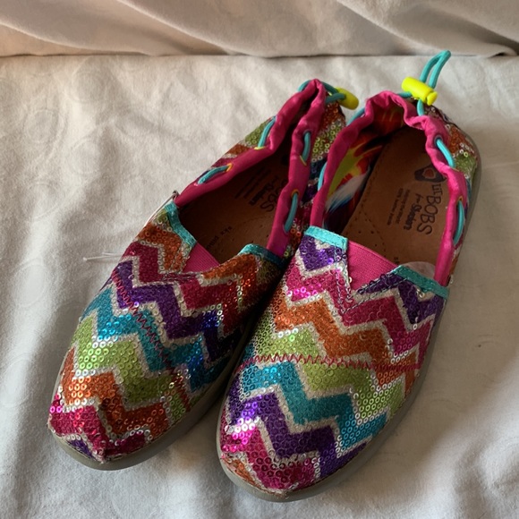 BOBS from Skechers Other - Lil Bobs from Sketchers Girls Size 4.5 Sequins Rainbow Colored Slip-On Shoes